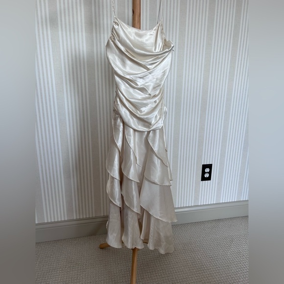 New Leaf By Samir Vintage Women's Tiered Ruffled Dress Side Zip Small RARE - Picture 6 of 9